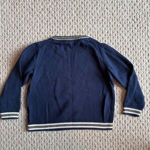 Janie And Jack Navy Bulldog Dog Sweater Crewneck 2T